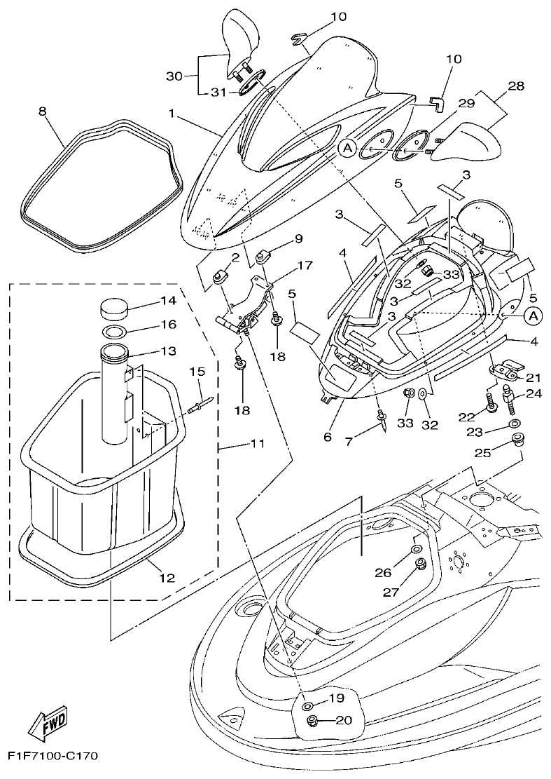 Yamaha A1 ENGINE HATCH 2 parts diagram